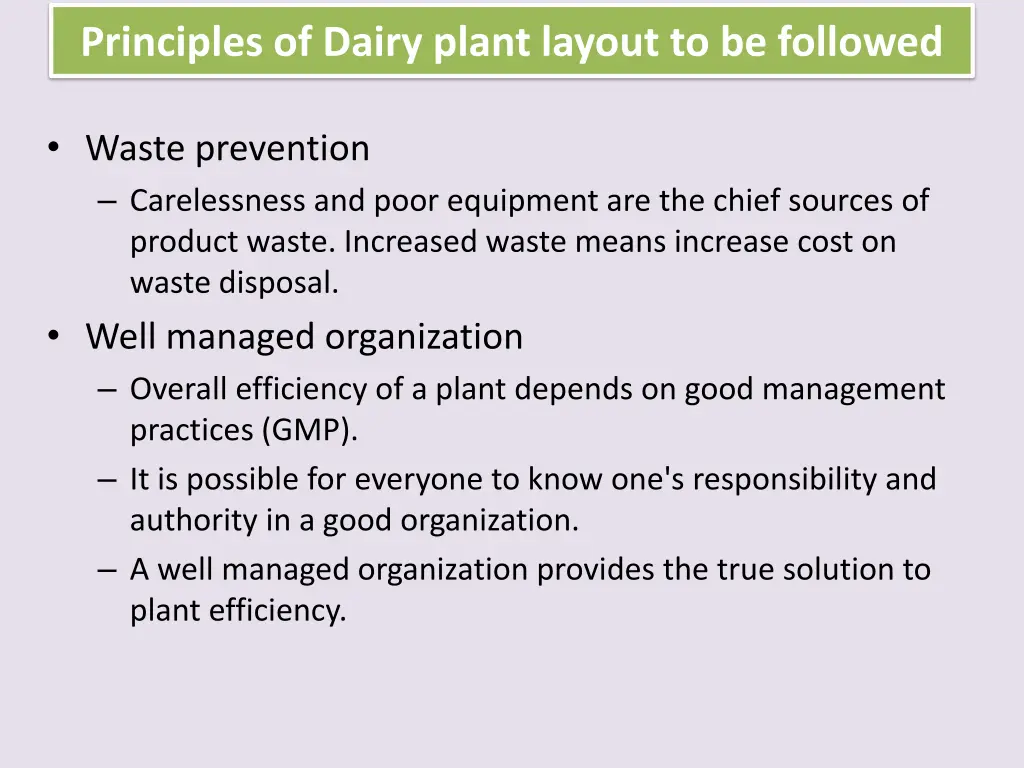 principles of dairy plant layout to be followed 3