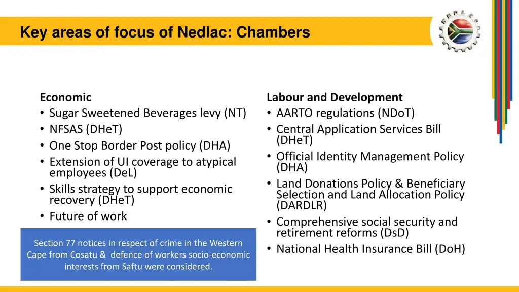 key areas of focus of nedlac chambers