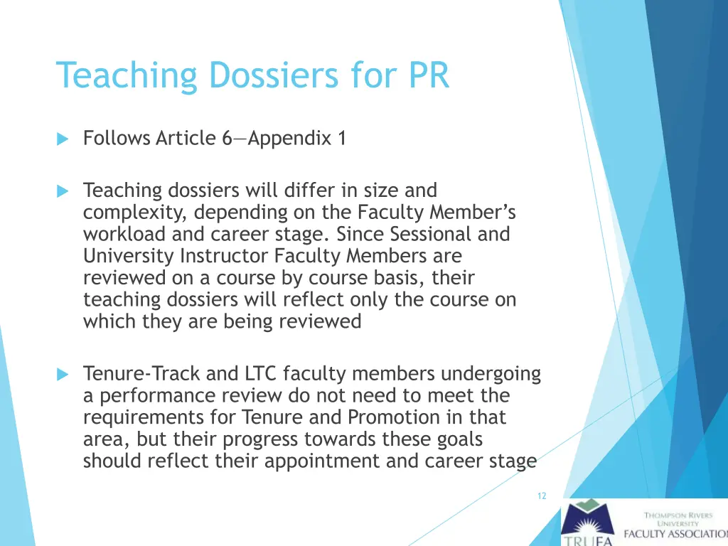 teaching dossiers for pr