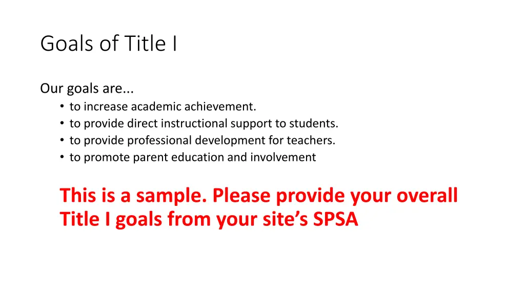 goals of title i