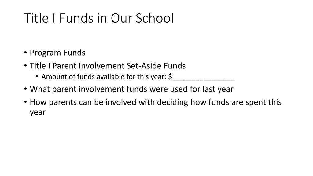 title i funds in our school