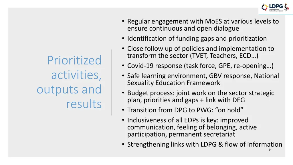 regular engagement with moes at various levels