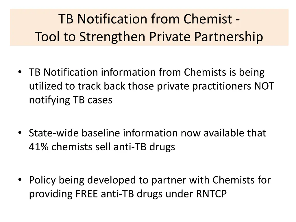 tb notification from chemist tool to strengthen