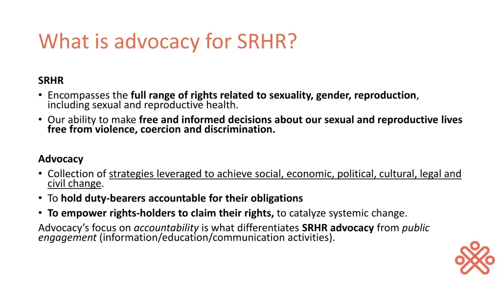 what is advocacy for srhr