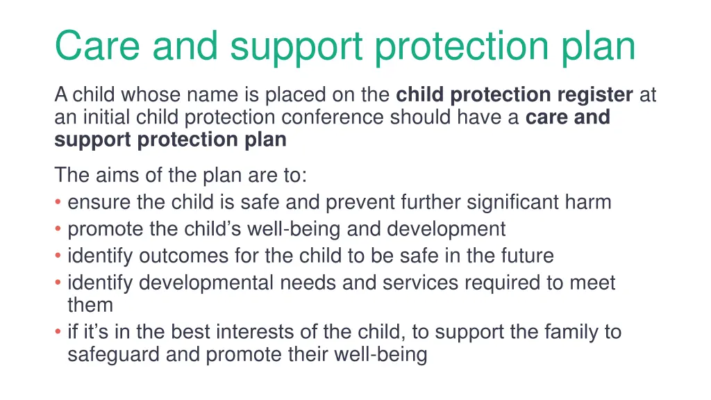 care and support protection plan