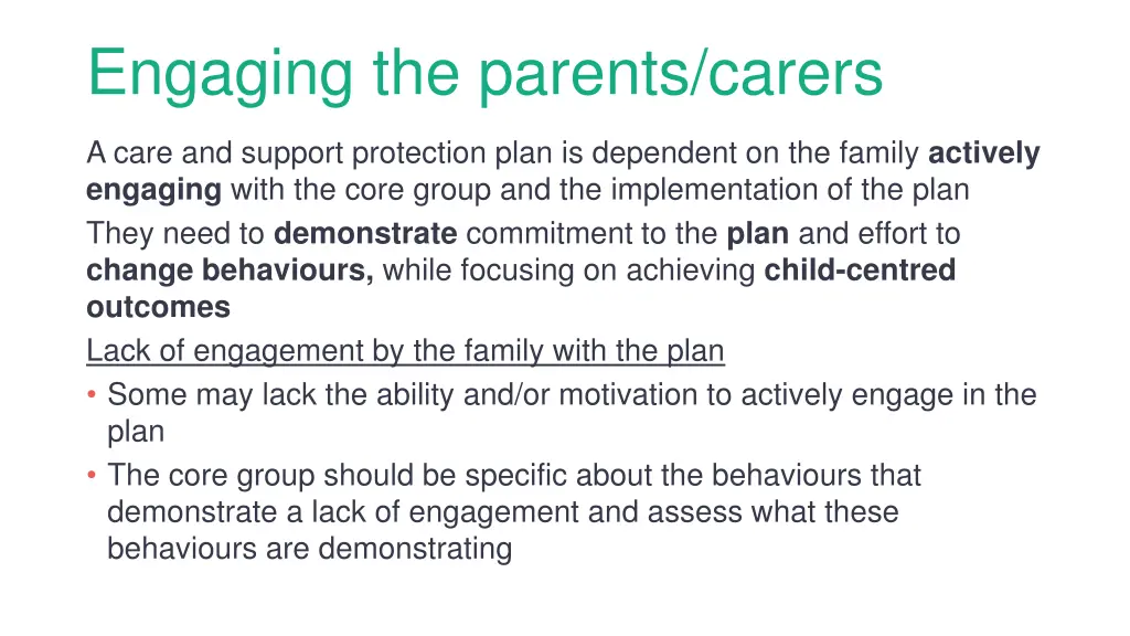 engaging the parents carers