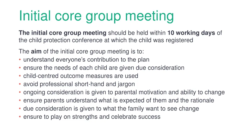 initial core group meeting