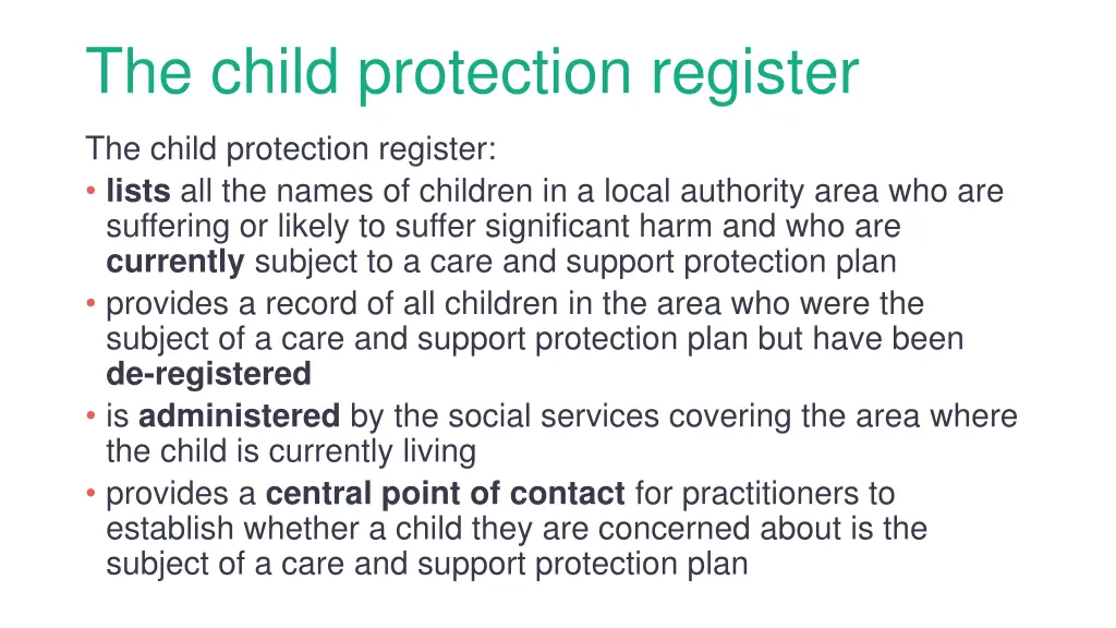 the child protection register