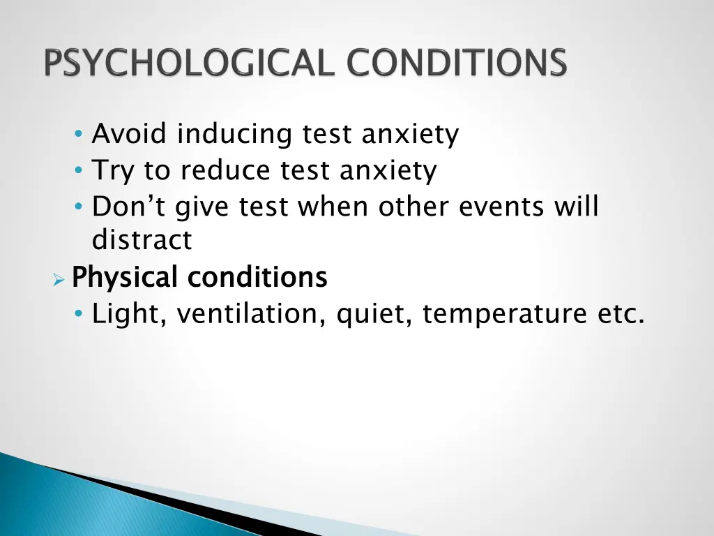 avoid inducing test anxiety try to reduce test