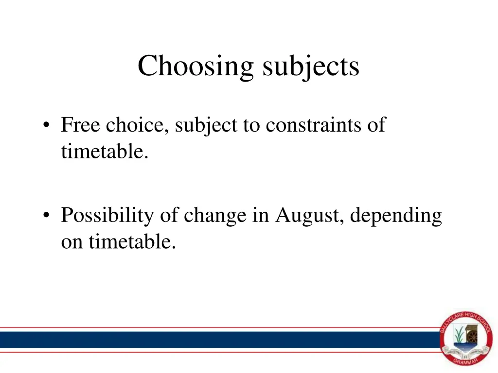 choosing subjects 1