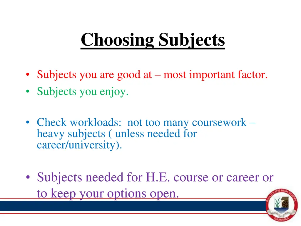 choosing subjects 3