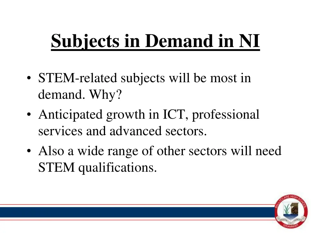 subjects in demand in ni