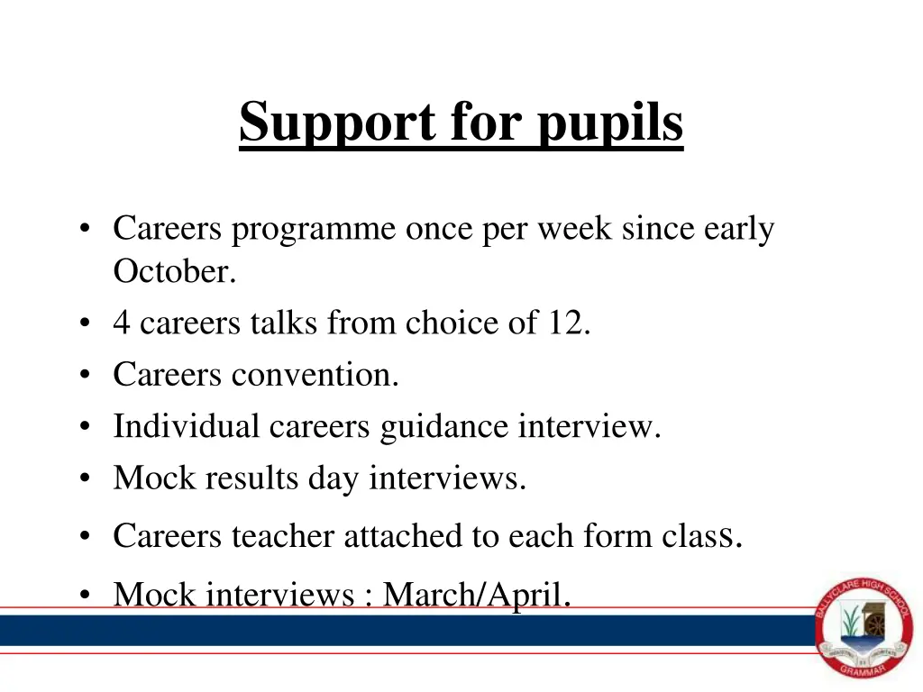 support for pupils