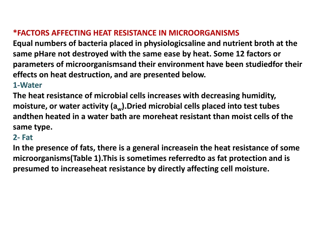 factors affecting heat resistance