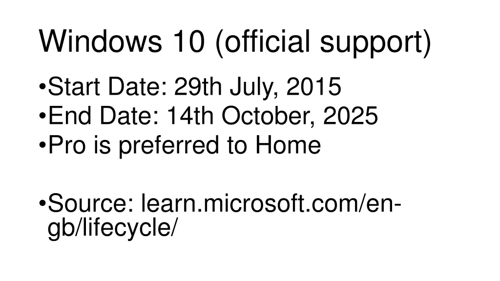 windows 10 official support