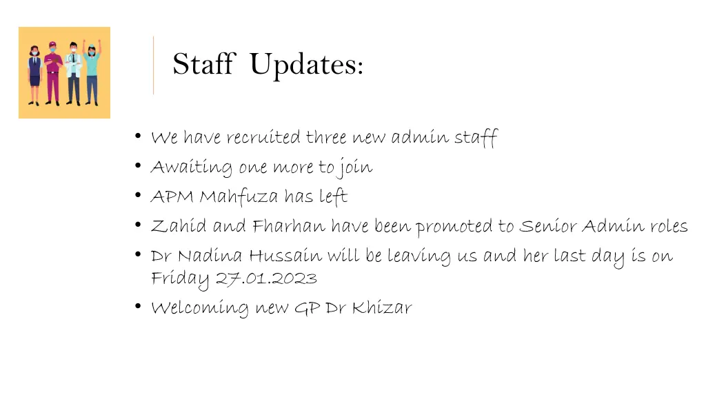 staff updates