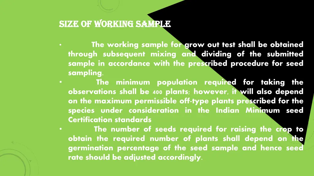 size of working sample size of working sample