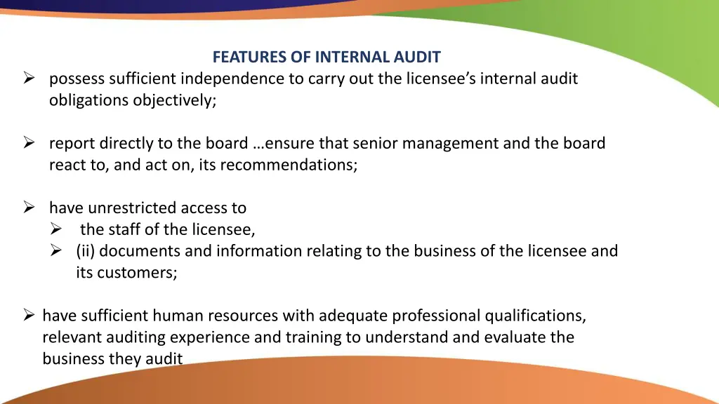 features of internal audit