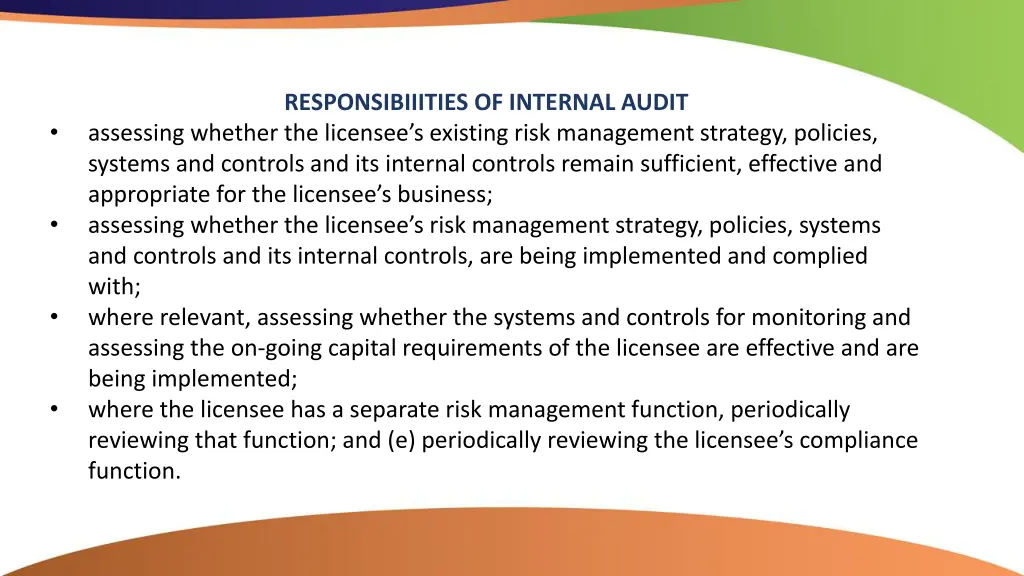 responsibiiities of internal audit assessing