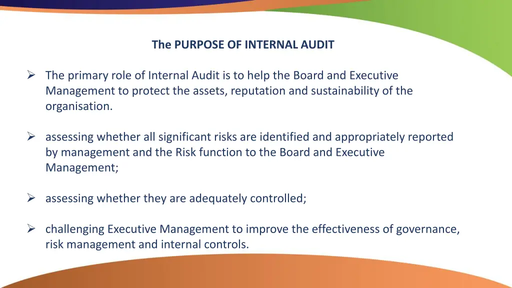 the purpose of internal audit