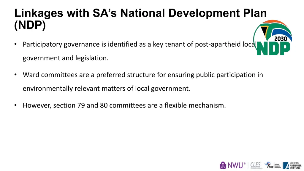 linkages with sa s national development plan ndp