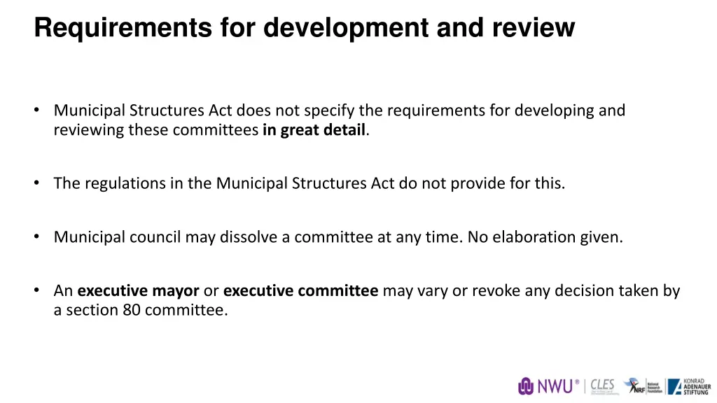 requirements for development and review