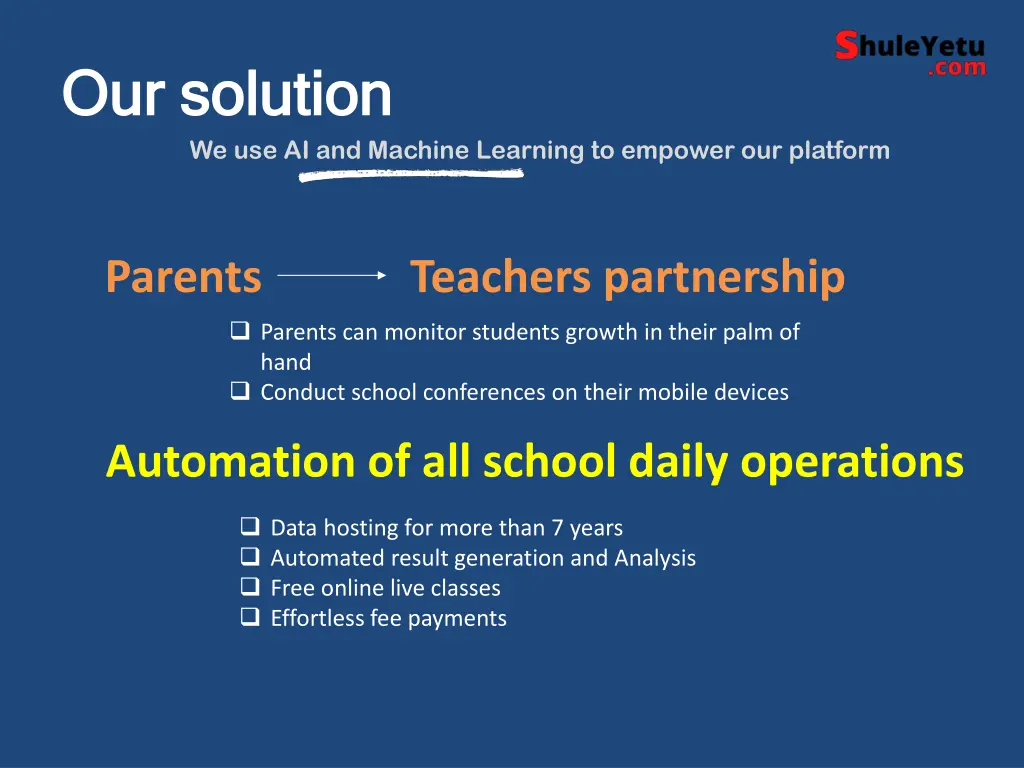 our solution our solution we use ai and machine