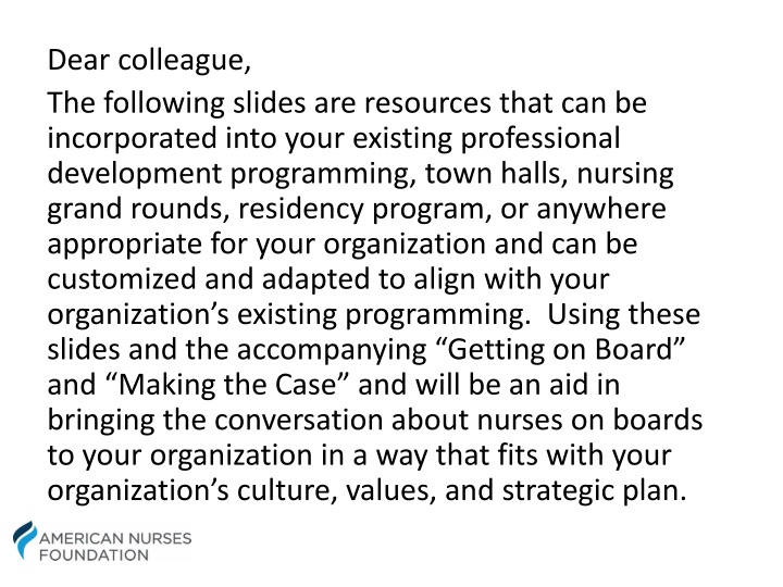 dear colleague the following slides are resources