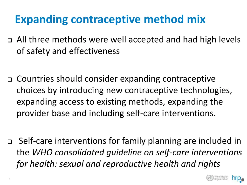 expanding contraceptive method mix