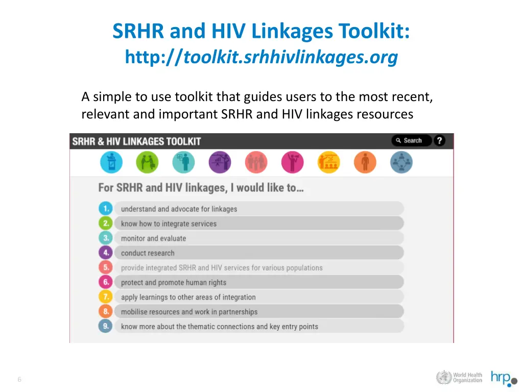 srhr and hiv linkages toolkit http toolkit