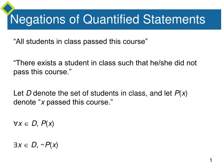 negations of quantified statements