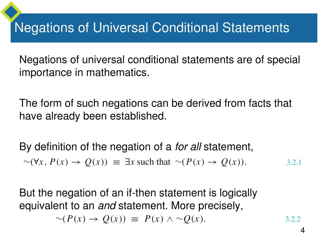 negations of universal conditional statements