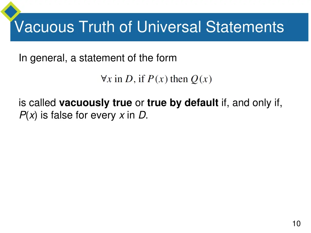 vacuous truth of universal statements