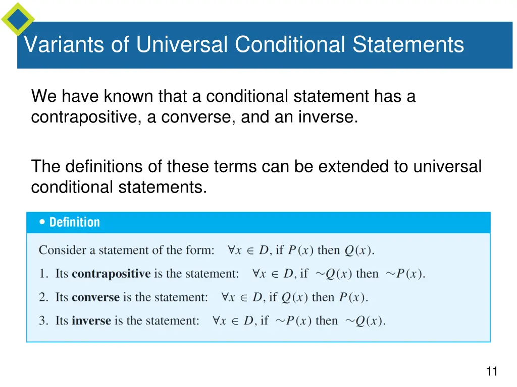 variants of universal conditional statements