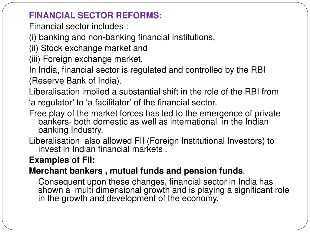 financial sector reforms financial sector