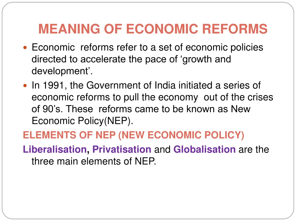 meaning of economic reforms