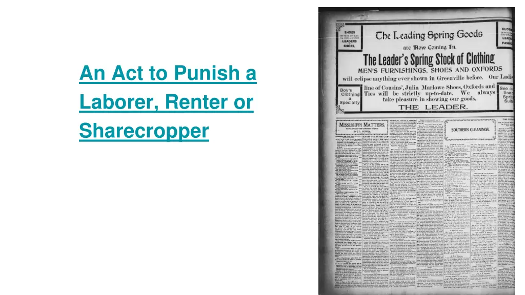 an act to punish a laborer renter or sharecropper