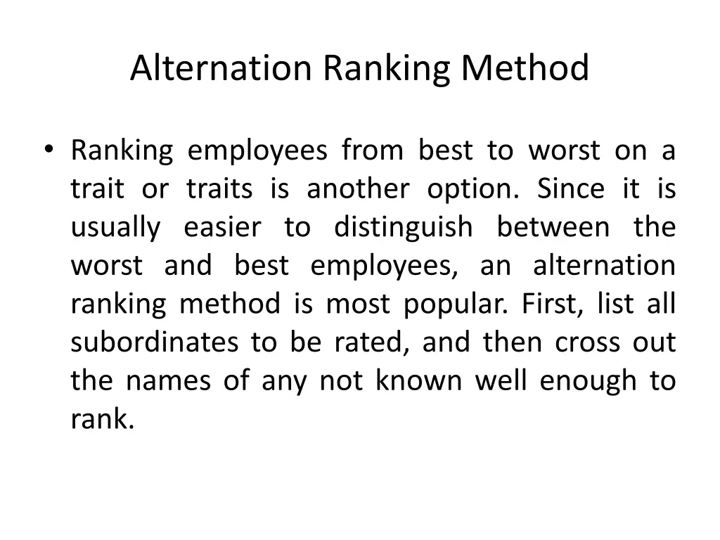 alternation ranking method