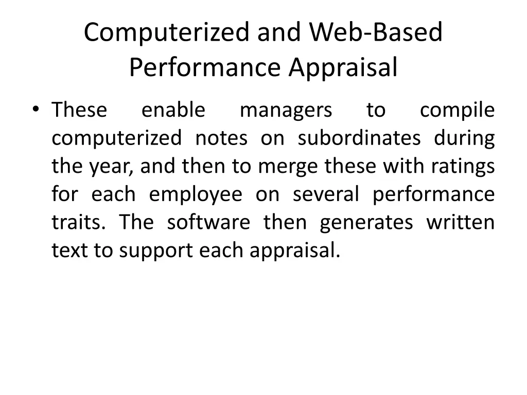 computerized and web based performance appraisal