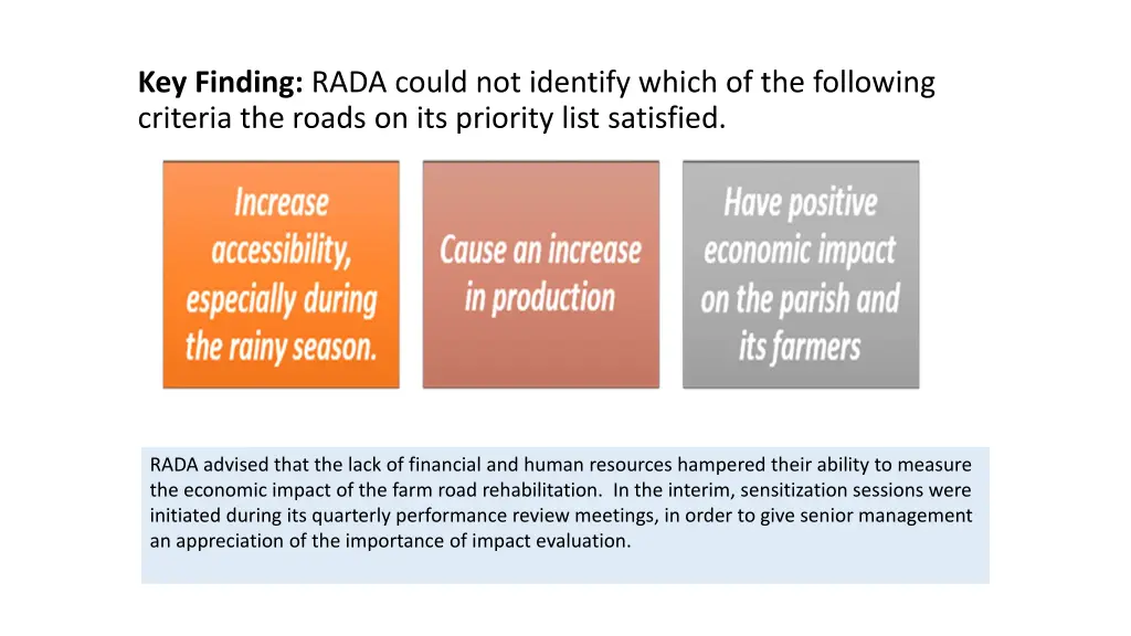 key finding rada could not identify which