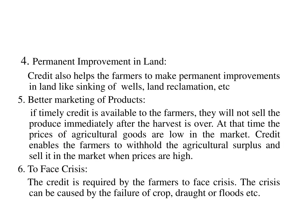 4 permanent improvement in land credit also helps