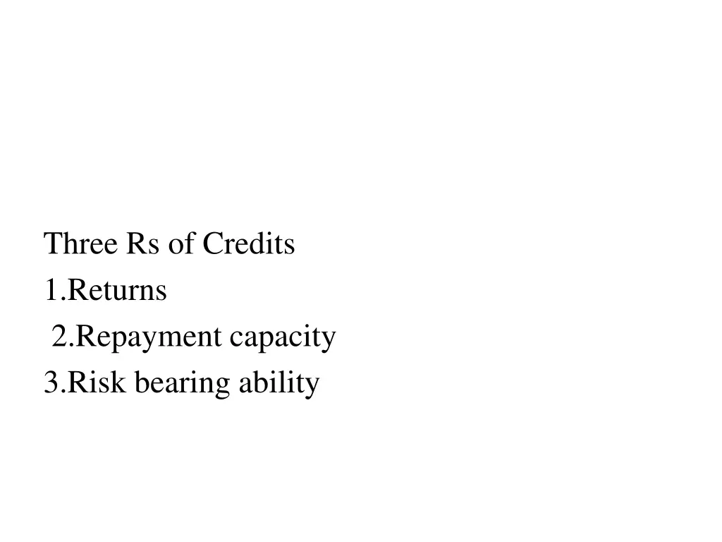 three rs of credits 1 returns 2 repayment