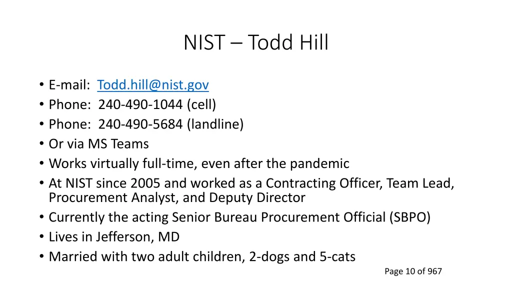 nist todd hill