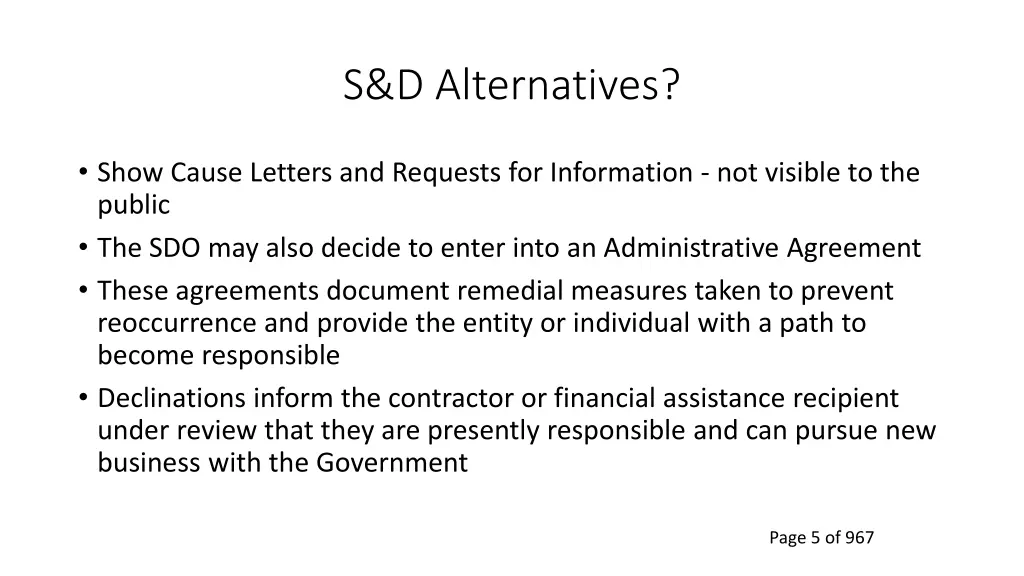 s d alternatives