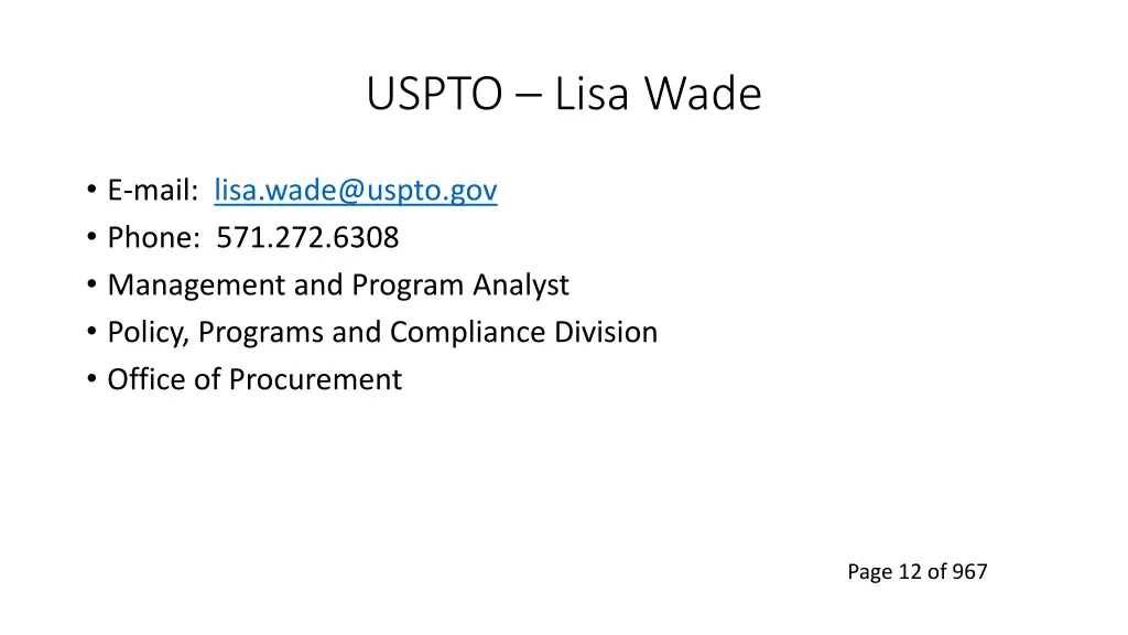 uspto lisa wade