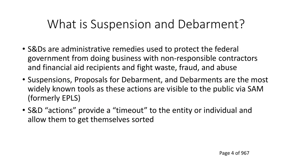 what is suspension and debarment