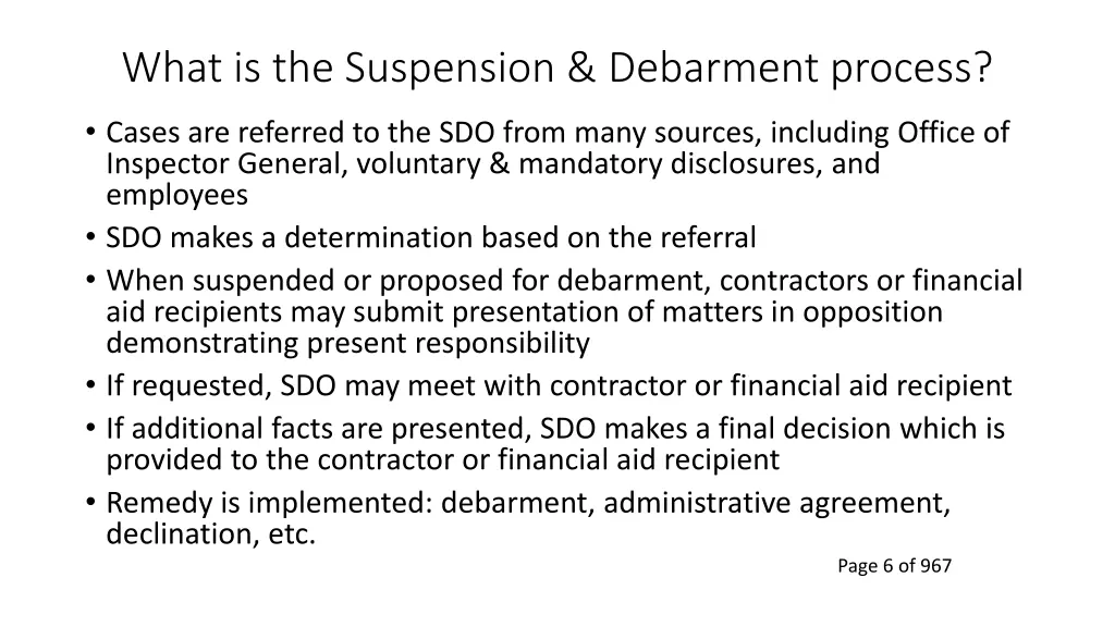 what is the suspension debarment process