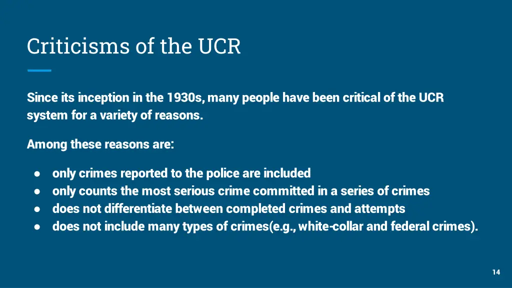 criticisms of the ucr