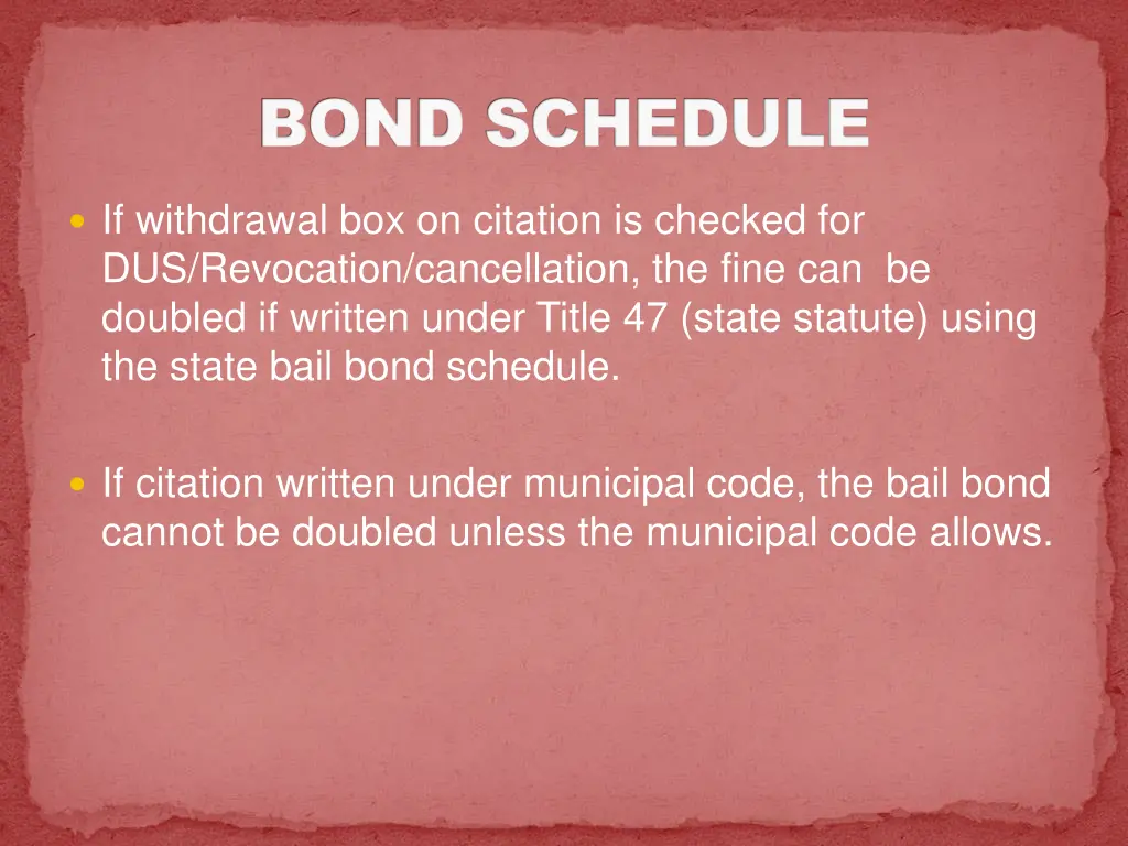 bond schedule