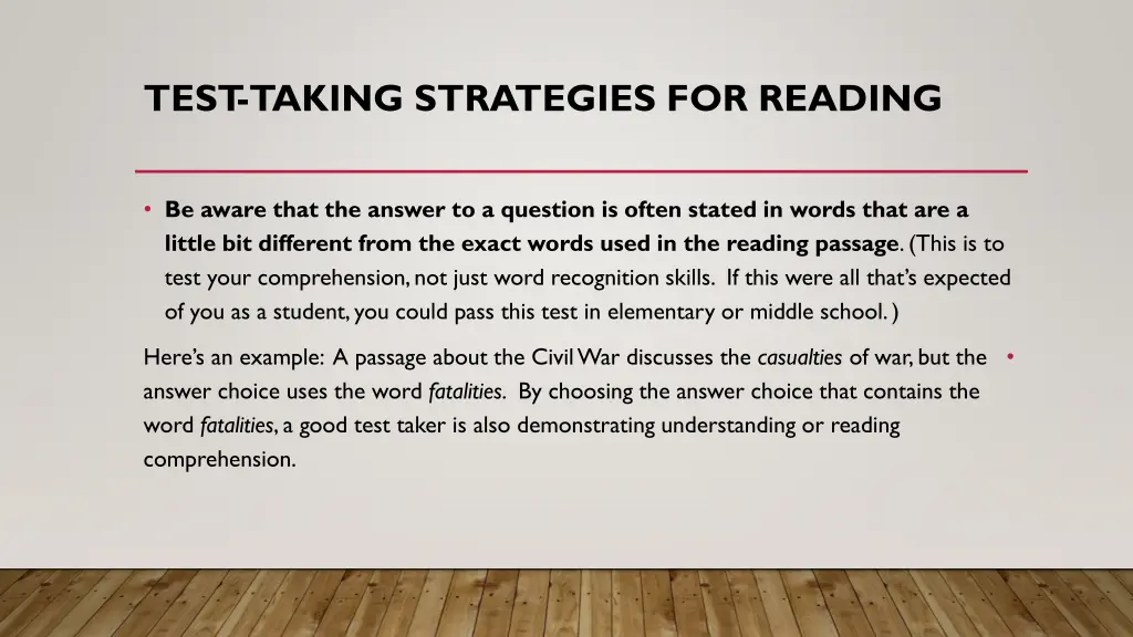 test taking strategies for reading 10